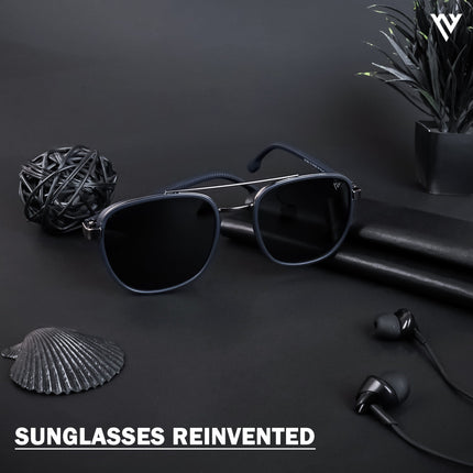 Photon | Grey & Navy Blue Wayfarer Polarized Sunglasses - PMG4441
