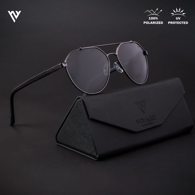 Grey Aviator Polarized Sunglasses - PMG4284