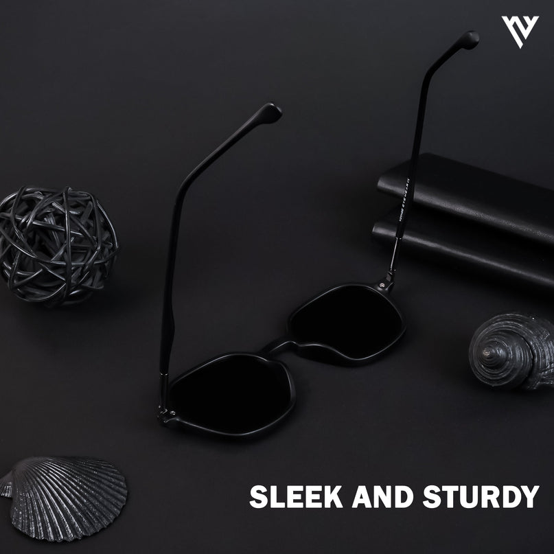 Matt Black Round Polarized Sunglasses - PMG4495