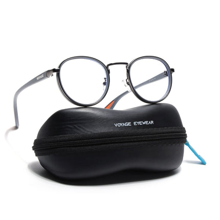 Voyage Comic Silver & Black Round Eyeglasses for Men & Women - MG6670-C3