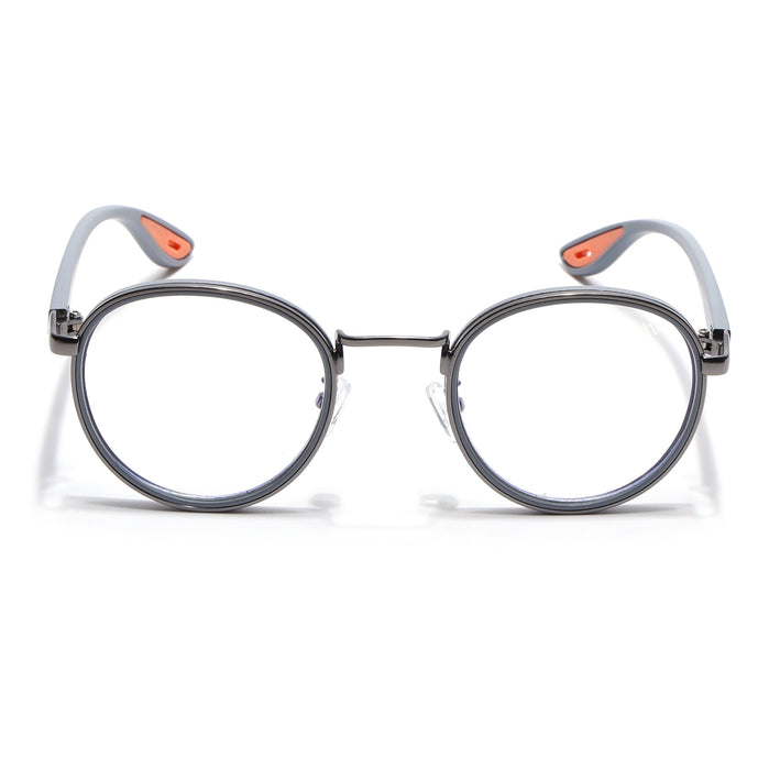 Voyage Comic Silver & Black Round Eyeglasses for Men & Women - MG6670-C3