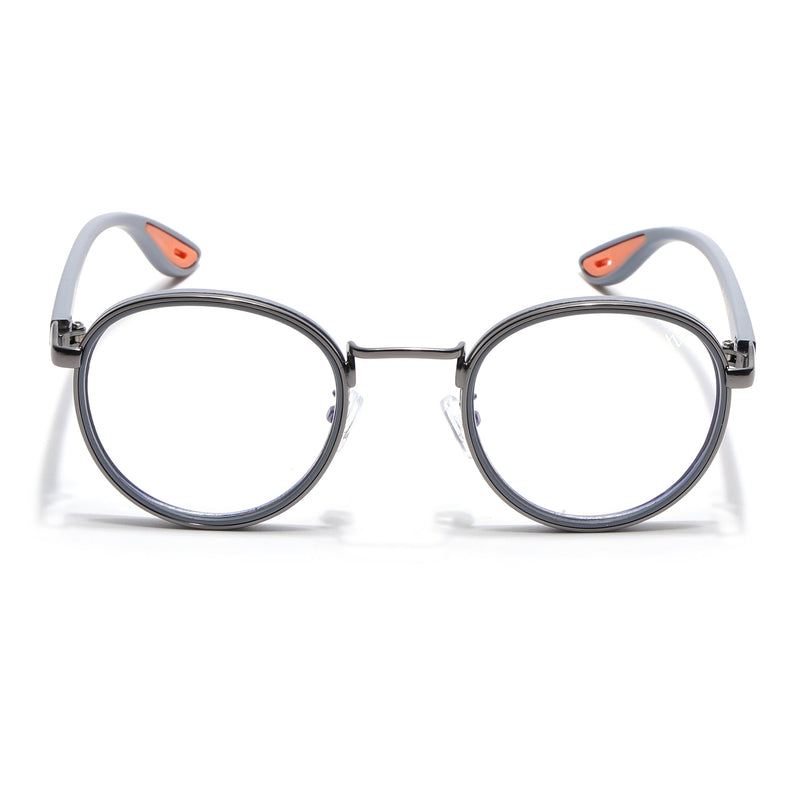 Voyage Comic Silver & Black Round Eyeglasses for Men & Women - MG6670-C3