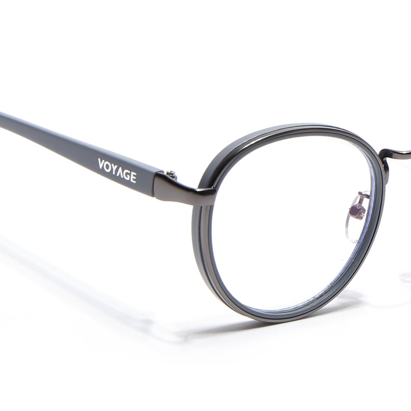 Voyage Comic Silver & Black Round Eyeglasses for Men & Women - MG6670-C3