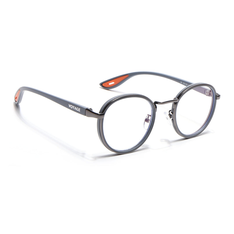 Voyage Comic Silver & Black Round Eyeglasses for Men & Women - MG6670-C3