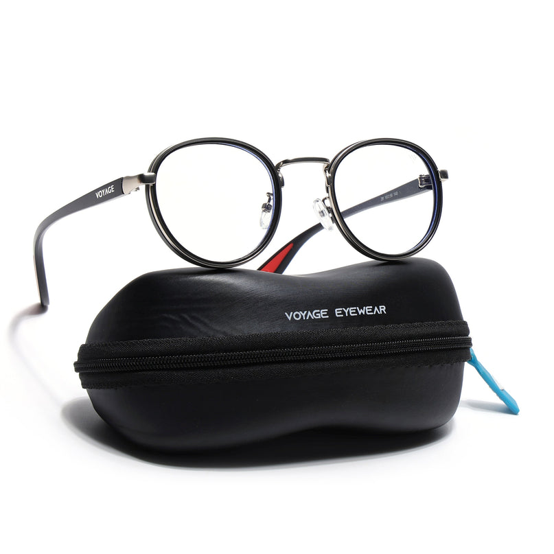 Voyage Comic Golden & Black Round Eyeglasses for Men & Women - MG6671-C4