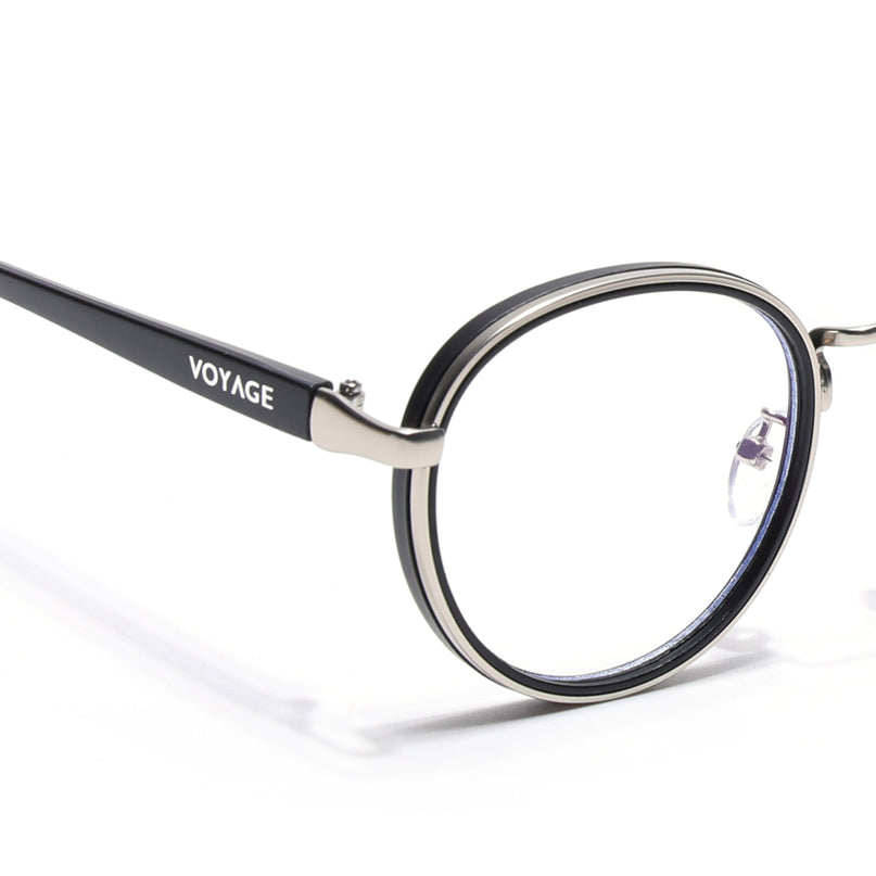 Voyage Comic Golden & Black Round Eyeglasses for Men & Women - MG6671-C4
