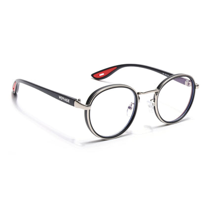 Voyage Comic Golden & Black Round Eyeglasses for Men & Women - MG6671-C4