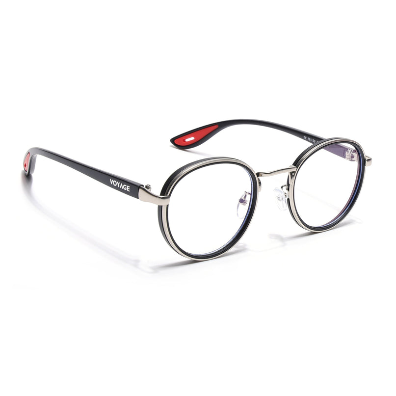 Voyage Comic Golden & Black Round Eyeglasses for Men & Women - MG6671-C4