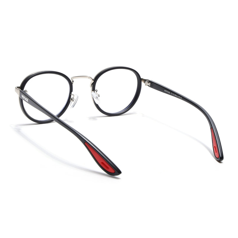Voyage Comic Golden & Black Round Eyeglasses for Men & Women - MG6671-C4