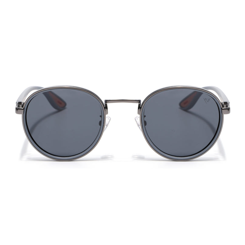 Pilot | Grey Round Polarized Sunglasses | Black Lens - PMG6673
