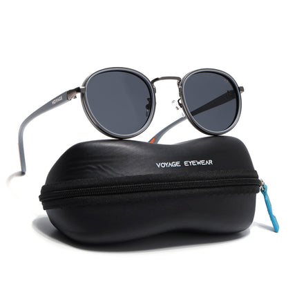 Pilot | Grey Round Polarized Sunglasses | Black Lens - PMG6673