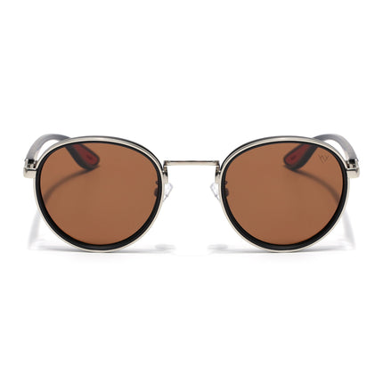 Pilot | Silver Round Polarized Sunglasses | Brown Lens  - PMG6674