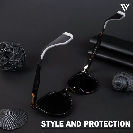Active Black Round Polarized Sunglasses - PMG4473