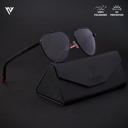 Black Aviator Polarized Sunglasses - PMG4286