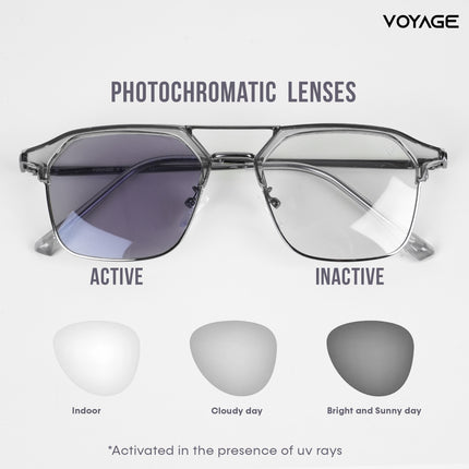 Voyage photochromic Grey Wayfarer Eyeglasses for Men & Women - MG5078-C4