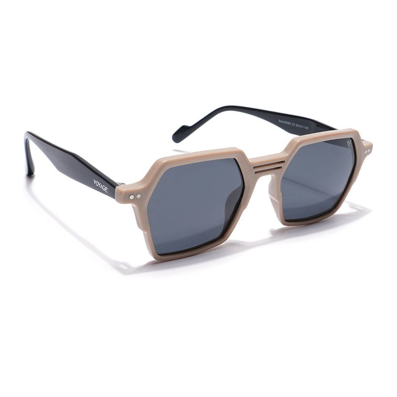 Voyage Select Square Polarized Acetate Sunglasses (Black Lens | Cream Frame - SLPMG5969)