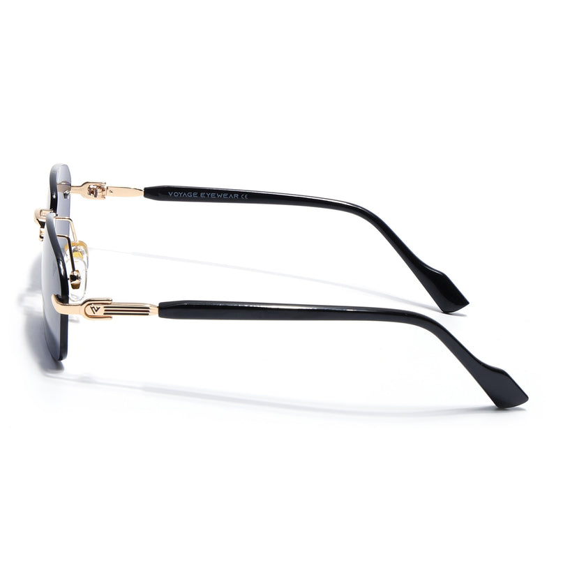 Satan | Smoked Black Rimless Sunglasses | Golden Frame - MG6616