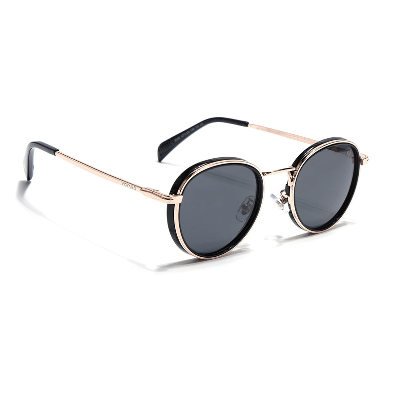 Captain | Gold And Black Round Polarized Sunglasses - PMG3981