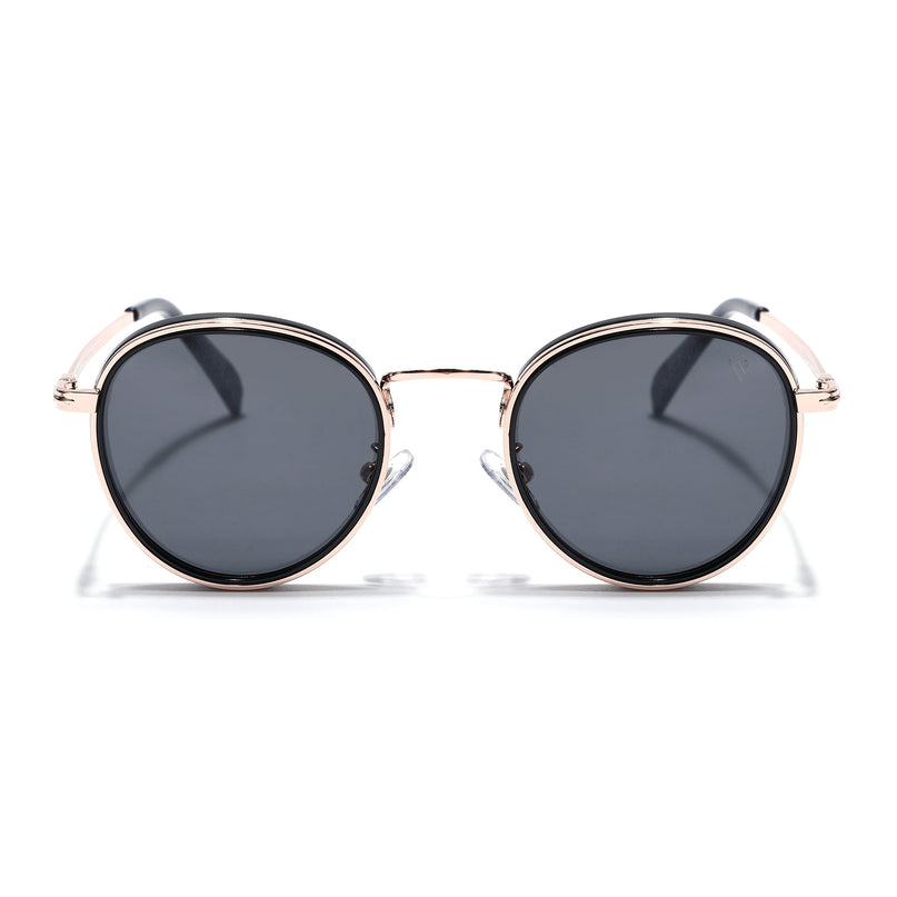 Captain | Gold And Black Round Polarized Sunglasses - PMG3981