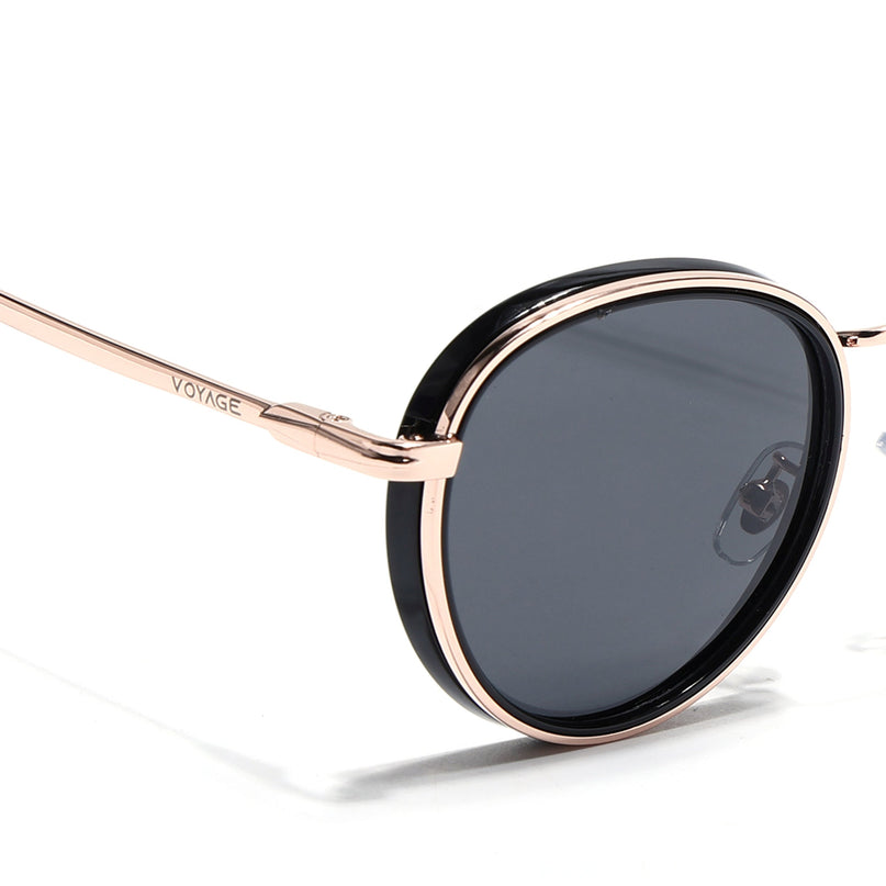 Captain | Gold And Black Round Polarized Sunglasses - PMG3981