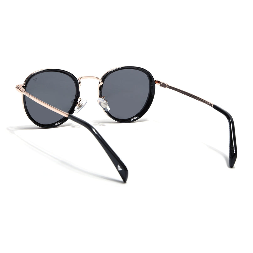 Captain | Gold And Black Round Polarized Sunglasses - PMG3981