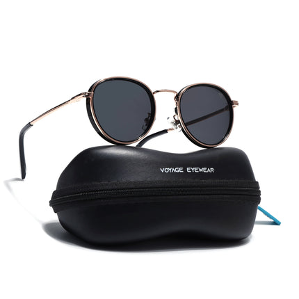 Captain | Gold And Black Round Polarized Sunglasses - PMG3981
