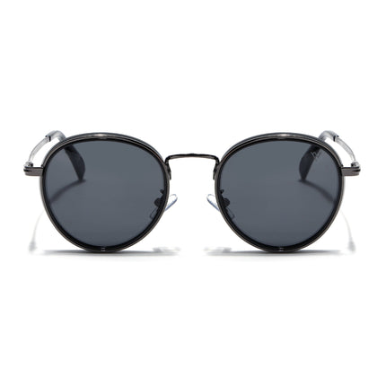 Captain |  Black and Silver Round Polarized Sunglasses - PMG3982