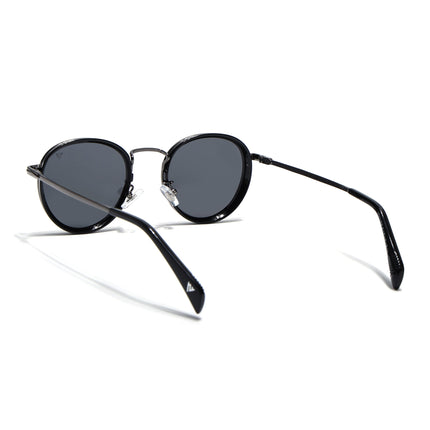 Captain |  Black and Silver Round Polarized Sunglasses - PMG3982