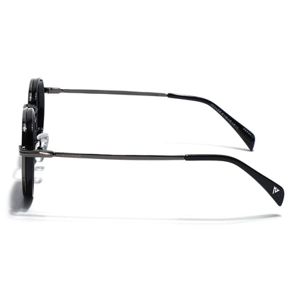 Captain |  Black and Silver Round Polarized Sunglasses - PMG3982