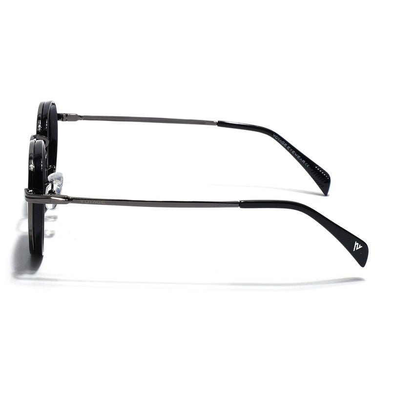 Captain |  Black and Silver Round Polarized Sunglasses - PMG3982