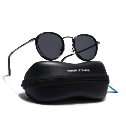 Captain |  Black and Silver Round Polarized Sunglasses - PMG3982