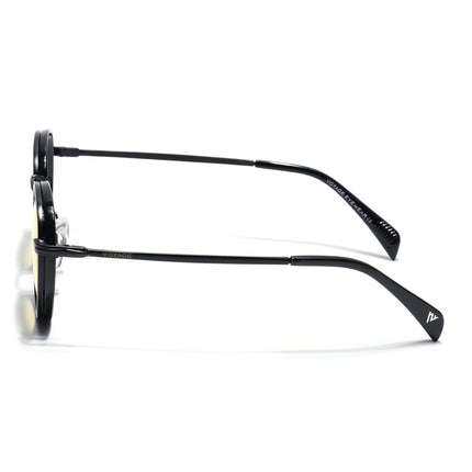 Round Polarized Sunglasses for Men & Women (Yellow Lens | Black Frame - PMG7251)