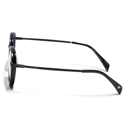 Round Polarized Sunglasses for Men & Women (Light Yellow Lens | Black Frame - PMG7252)
