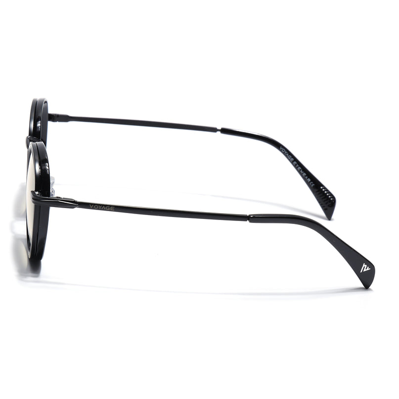 Round Polarized Sunglasses for Men & Women (Light Yellow Lens | Black Frame - PMG7252)