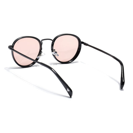 Round Polarized Sunglasses for Men & Women (Brown Lens | Black Frame - PMG7253)