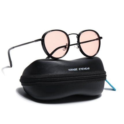 Round Polarized Sunglasses for Men & Women (Brown Lens | Black Frame - PMG7253)