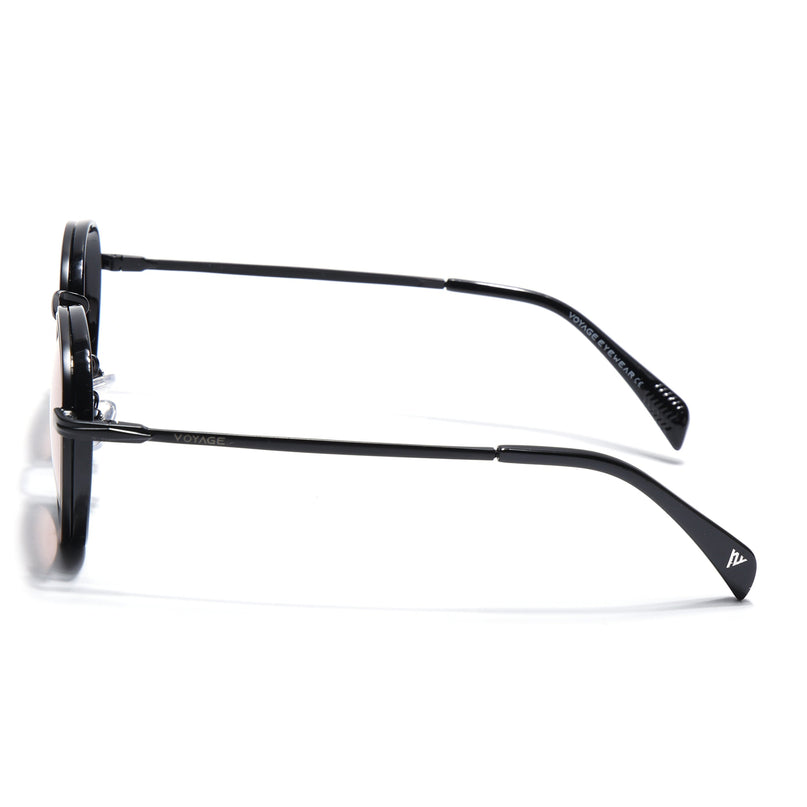 Round Polarized Sunglasses for Men & Women (Brown Lens | Black Frame - PMG7253)