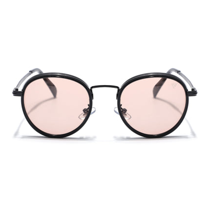 Round Polarized Sunglasses for Men & Women (Brown Lens | Black Frame - PMG7253)