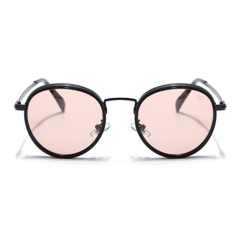 Round Polarized Sunglasses for Men & Women (Brown Lens | Black Frame - PMG7253)