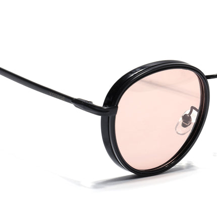 Round Polarized Sunglasses for Men & Women (Brown Lens | Black Frame - PMG7253)