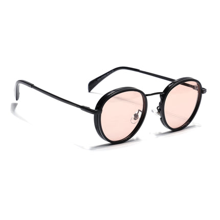 Round Polarized Sunglasses for Men & Women (Brown Lens | Black Frame - PMG7253)