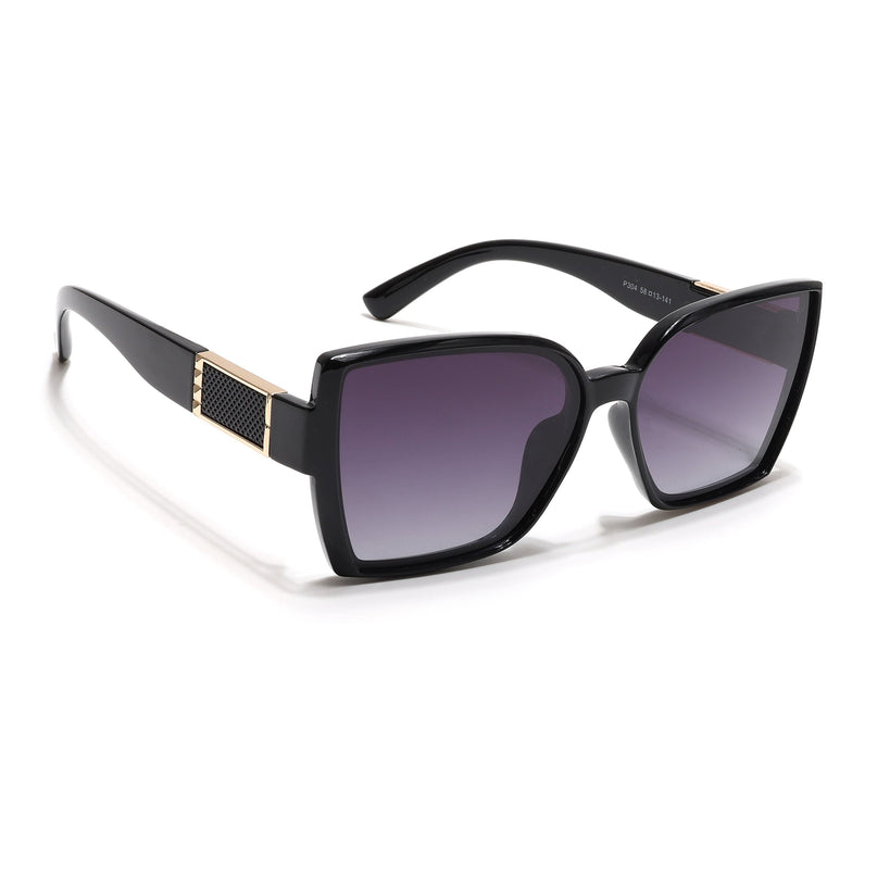 Cateye Polarized Sunglasses (Purple & Clear Lens | Black Frame - PMG6432)