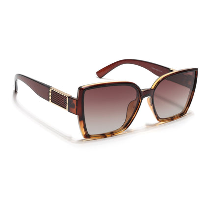 Cateye Polarized Sunglasses (Brown & Clear Lens | Brown Frame - PMG6433)