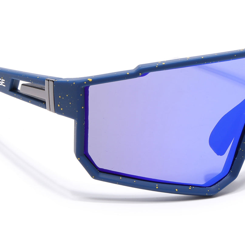 Drift Voyage Wrap Around Polarized Sunglasses (Multicolor Lens | Blue Frame - PMG6057)