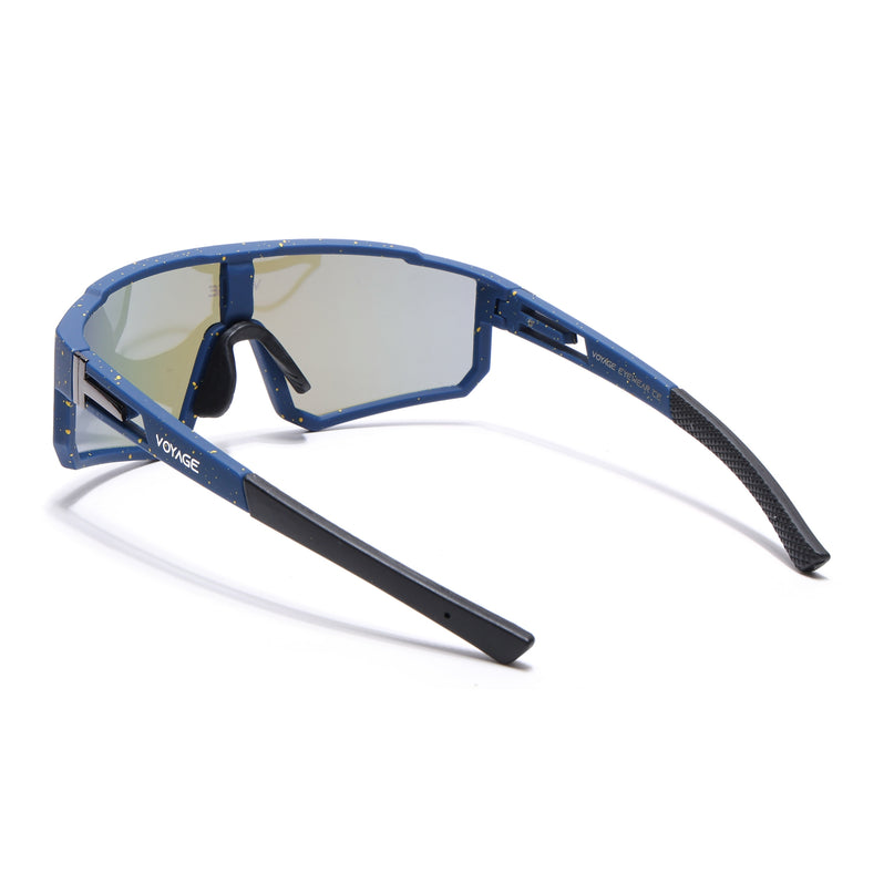 Drift Voyage Wrap Around Polarized Sunglasses (Multicolor Lens | Blue Frame - PMG6057)