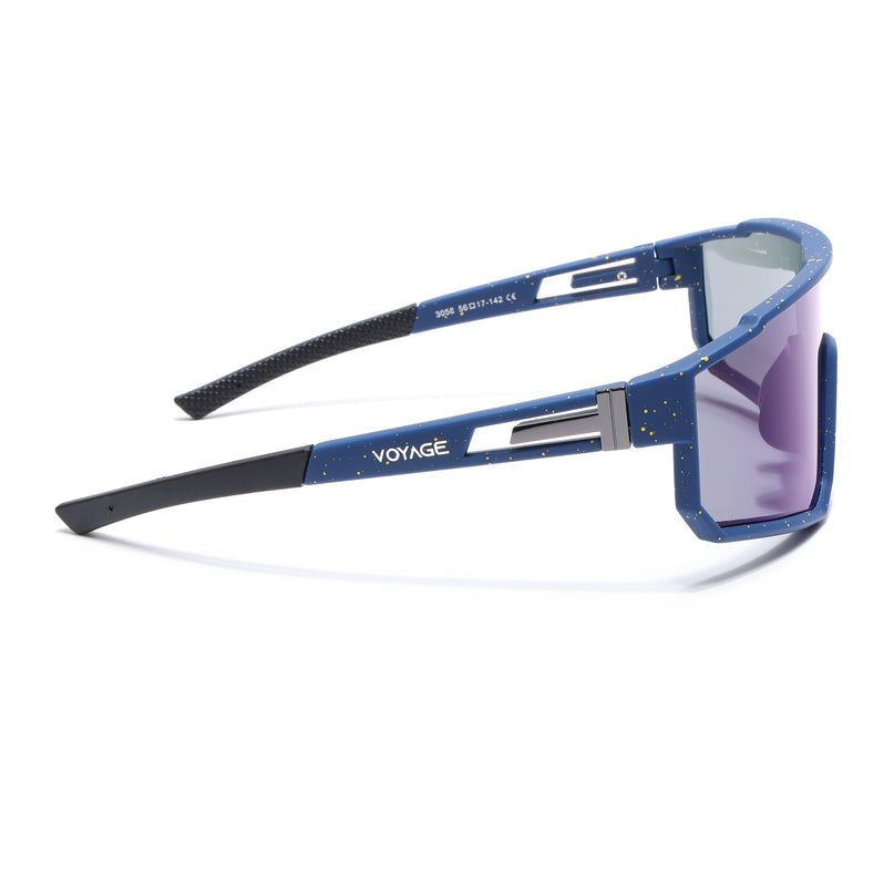 Drift Voyage Wrap Around Polarized Sunglasses (Multicolor Lens | Blue Frame - PMG6057)