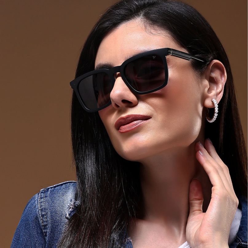 Purple & Clear Wayfarer Polarized Sunglasses - PMG4570