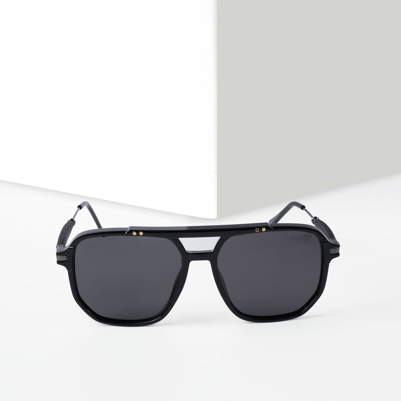 Wayfarer Polarized Sunglasses (Shine Black Lens | Black Frame - PMG5440)