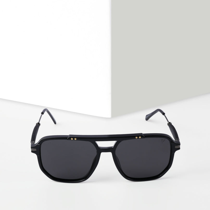 Wayfarer Polarized Sunglasses (Shine Black Lens | Black Frame - PMG5440)