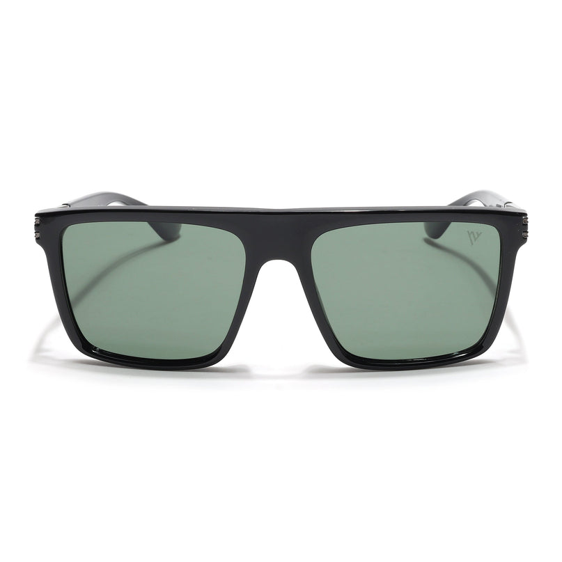 PolarZ | Shine Black Square Polarized Sunglasses | Green Lens - PMG6593